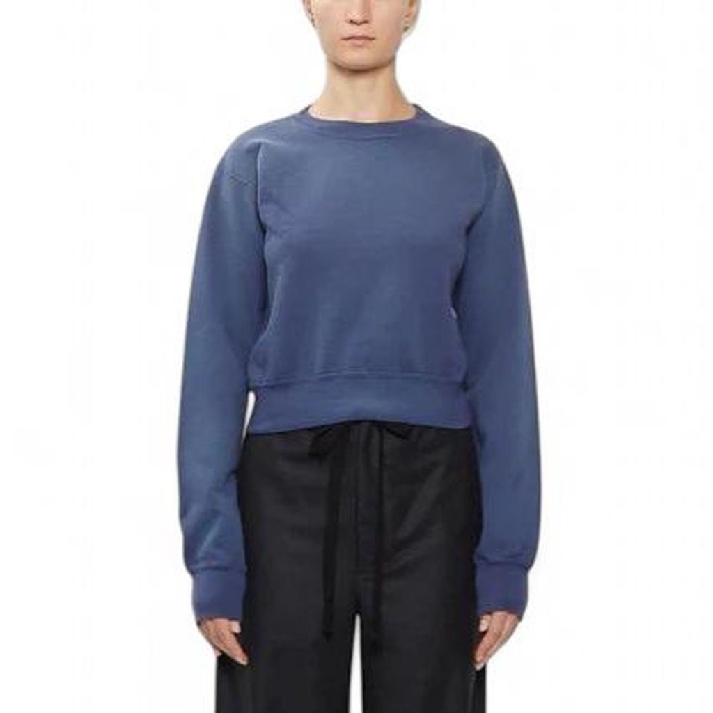 Nwt Auralee Dyed Pima Cotton Sweatshirt Cropped Light Navy Blue 1 S